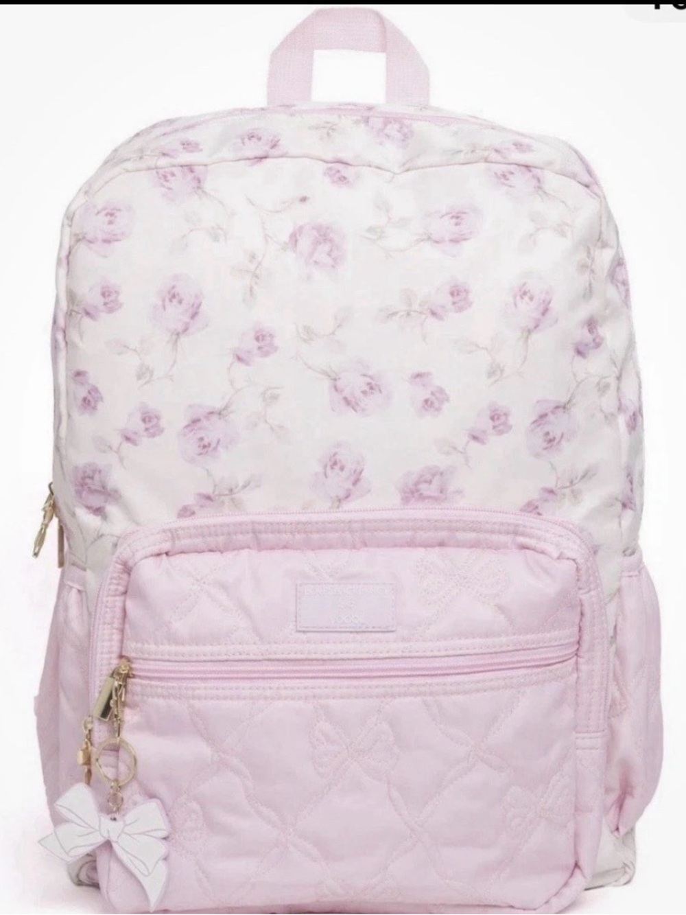 LoveShackFancy x Yoobi Pink Floral Backpack Quilted Bow School Bag Target NWT